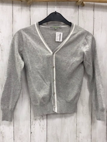 Heach Junior  Strickjacke  Gr. 128  grau weißer Bund 