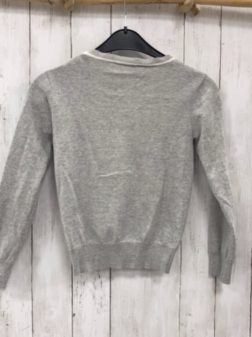 Heach Junior  Strickjacke  Gr. 128  grau weißer Bund 