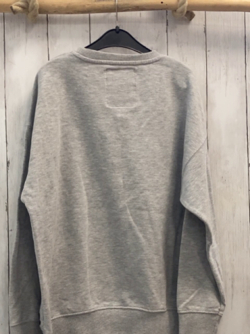 Vingino   Pullover  Gr. 152  grau weinrote Plüschschrift blauer Bund 