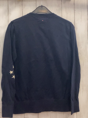 Tommy Hilfiger  Pullover  Gr. 164  blau Strick weiße Sterne + Streifen an den Ellenbogen