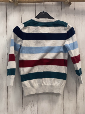   Pullover  Gr. 134  hellgrau bunte Streifen Strick 