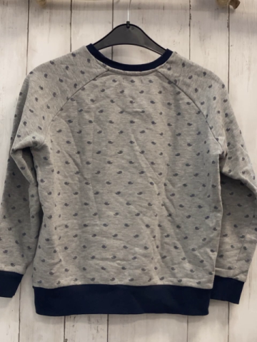 Okaidi  Pullover  Gr. 152  hellgrau blauer Druck + Bund 