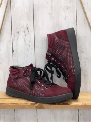 Ara  Boots  Gr. 39  weinort mit silber Punkten schwarze Schnürsenkel 