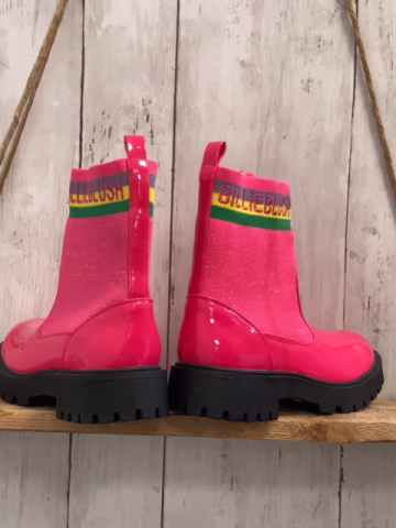 neu Billieblush  Boots  Gr. 34  pink Lack pink grau gelb grüner Streifenbund 