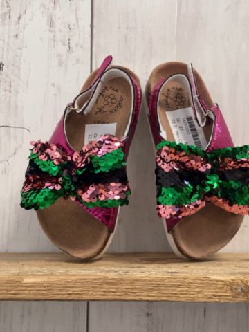 neu California Colours  Sandalen  Gr. 27  pink Lack + grün altrosa Pailettenschleife 