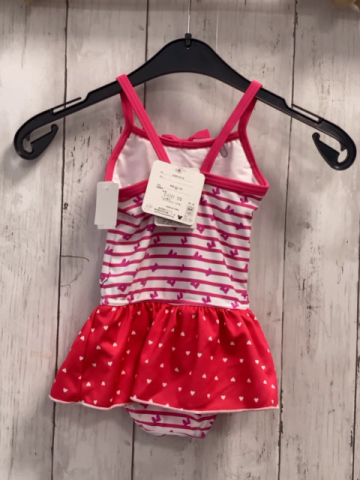 neu Disney  Badeanzug  Gr. 92  weiß rote Streifen + rot weiße Herzen Minnie + Micky Mouse 