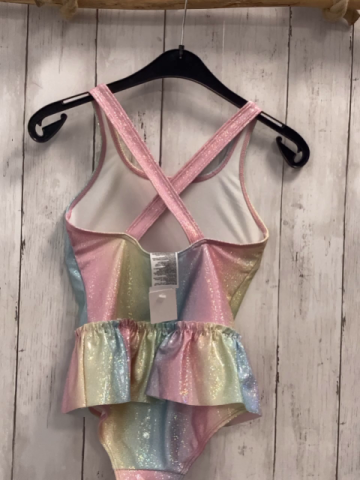 H&M  Badeanzug  Gr. 122/128  gelb mint rosa hellblau mit goldenen Glitzerpunkten Rüschen