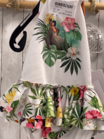 neu Monnalisa  Badeanzug  Gr. 98  weiß Dschungelbuchmotive Rüschen mit transparenter Tasche 