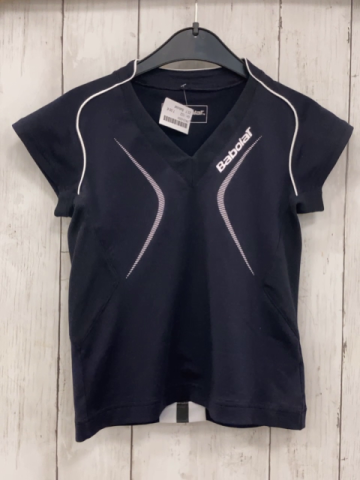 Babolat  Sportshirt  Gr. 122  blau weißer Bund + Striche 