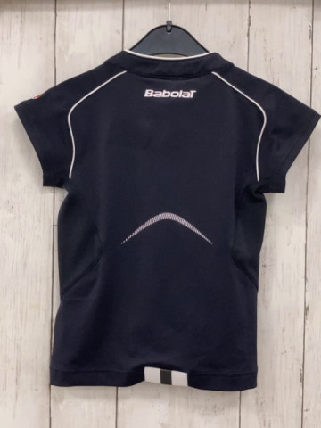 Babolat  Sportshirt  Gr. 122  blau weißer Bund + Striche 