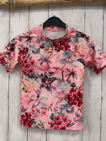 Next  UV-Schutzshirt  Gr. 122  rosa Blumen Palmen Surferin ua 