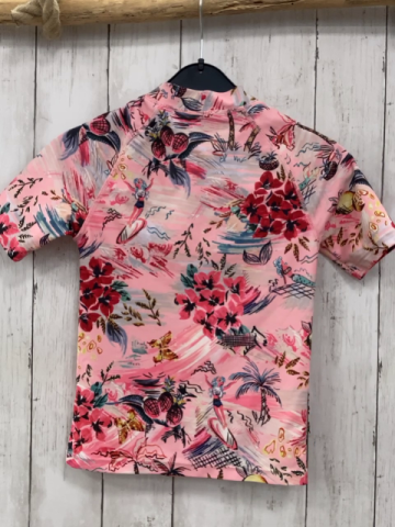 Next  UV-Schutzshirt  Gr. 122  rosa Blumen Palmen Surferin ua 