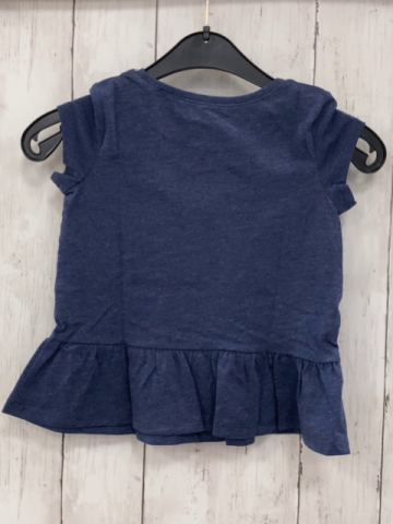 neu Disney  T-Shirt  Gr. 98  blau bunte Bruststreifen Minnie Mouse mit silber Glitzer Rüschensaum 