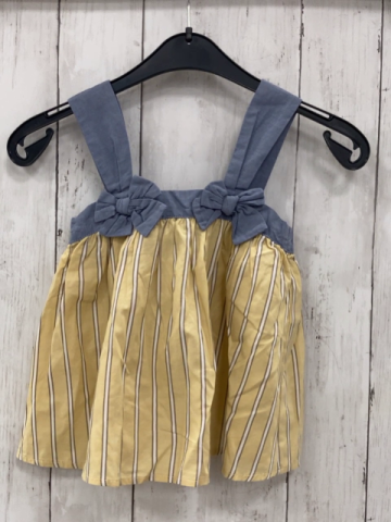 neu Petit Main  Sommerbluse  Gr. 104  gelb grau weiße Streifen blaue Träger + Schleifen 