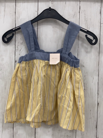 neu Petit Main  Sommerbluse  Gr. 104  gelb grau weiße Streifen blaue Träger + Schleifen 