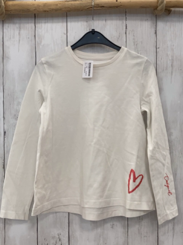 Desigual  Langarmshirt  Gr. 128  weiß hellrote Glitzerherzen 