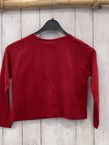 neu Monnalisa  Langarmshirt  Gr. 128  rot schwarzer Kettendruk mit großen Steinen weiße Schrift NP 95 € Outletpreis 62 € 