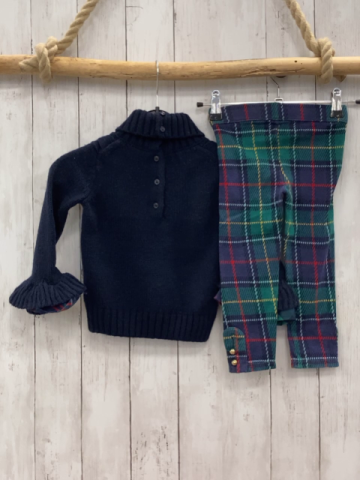 2tlg Janie et Jack  Pullover + Jeggings  Gr. 98  blau Strick Rolli karierte Schleife + grün lila grau rot gelb mint kariert 