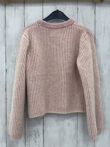 Zara  Pullover  Gr. 140  rosa weiße Rippen Strick 