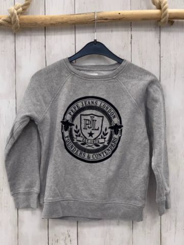 Pepe Jeans  Pullover  Gr. 140  grau schwarze Schrift Käfer Wappen 
