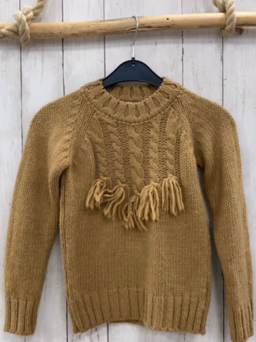 Mayoral  Pullover  Gr. 128  ocker Strick Zöpfe Fransen 