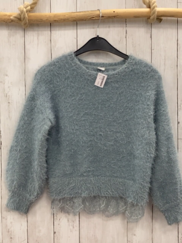   Pullover  Gr. 134  hellblau Strick flusig 