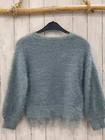   Pullover  Gr. 134  hellblau Strick flusig 