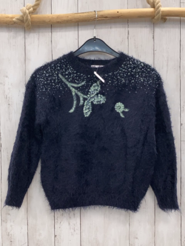 Zara  Pullover  Gr. 134  blau Strick flusig mint Pailetten 