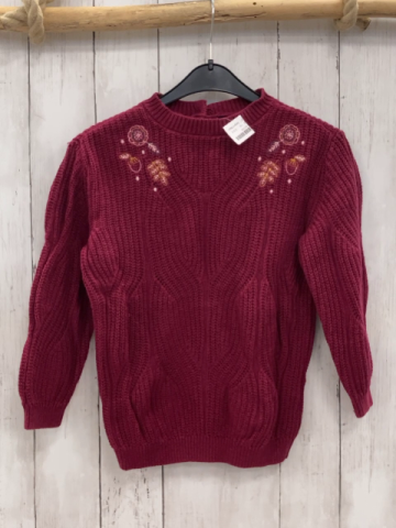 Sergent Major  Pullover  Gr. 116  weinrot Strick Rippen Blätter 