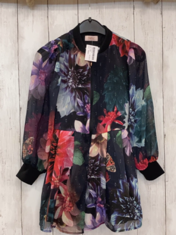Baker  Playsuit  Gr. 116  schwarz große Blumen silber Glitzerstriche schwarzer Bund 