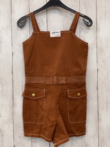 Janie et jack  Playsuit  Gr. 122  braun weiße Nähte aufgesetzte Taschen goldene Knöpfe 