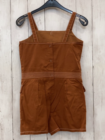 Janie et jack  Playsuit  Gr. 122  braun weiße Nähte aufgesetzte Taschen goldene Knöpfe 
