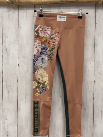 Molo  Sportleggings  Gr. 122  ocker oliv bunte Blumen Schrift 