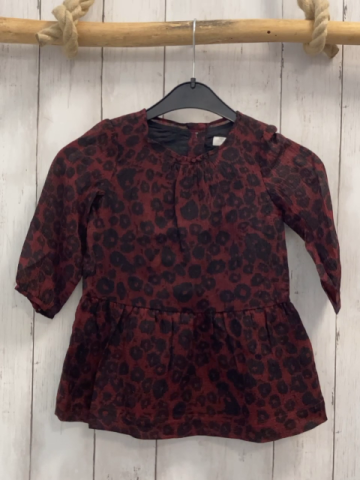 Burberry  Kleid  Gr. 86  weinrot schwarzer Kringeldruck Struktur 100 % Seide schwarzes Unterkleid aus 100 % BW