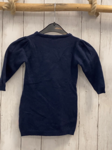 Billieblush  Kleid  Gr. 74  blau Strick Schaukelpferd + bunte Streifen mit Blumen Zacken Bögen 