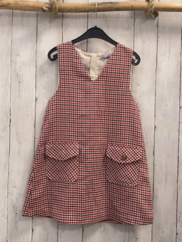 Mayoral  Kleid  Gr. 128  hellgrau grau rot kariert