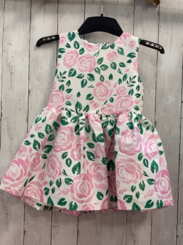 Mama Luma  Kleid  Gr. 116  weiß rosa Blumen grüne Blätter 