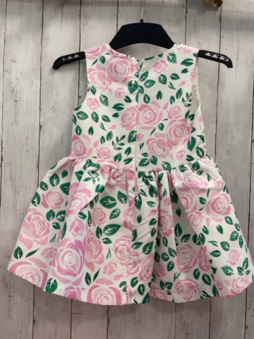 Mama Luma  Kleid  Gr. 116  weiß rosa Blumen grüne Blätter 