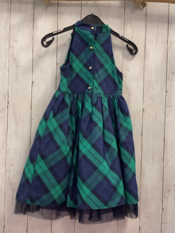 Janie & Jack  Kleid  Gr. 116  blau grün kariert Schleife 