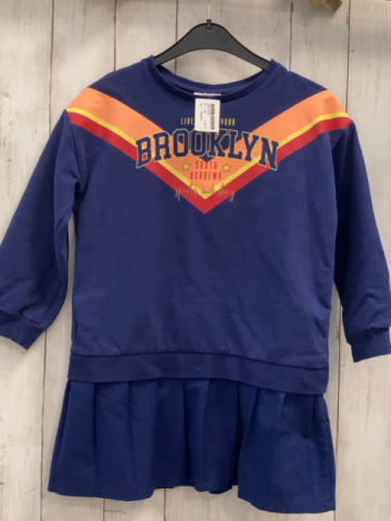Waikiki  Kleid  Gr. 116  blau + orange weiß roter Zackenstreifen am Ausschnitt Schrift
