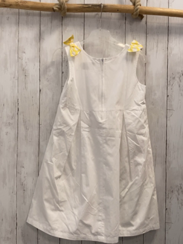 Claire  Kleid  Gr. 134/140  weiß bunte Fische Träger mit gelb weiß karierten Schleifen 