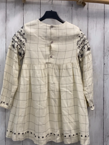 Tartine et Chocolat  Kleid  Gr. 116  beige schwarze Karos + Stickerei mit Rauten und Blumen 
