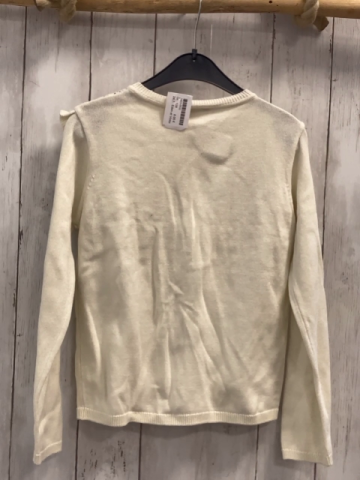 Eden et Victor  Strickjacke  Gr. 128  weiß Rauten mit Lochmuster Rüschen
