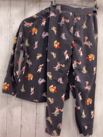 2tlg H&M  Fleecejacke + Leggings  Gr. 122/128  grau bunte Tiere 
