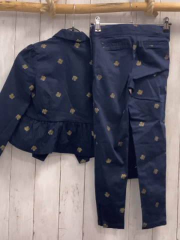 2tlg Janie and Jack  Blazer + Hose  Gr. 122  blau goldene Glitzerblumen 