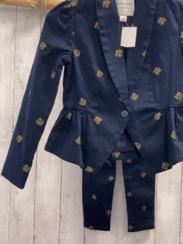 2tlg Janie and Jack  Blazer + Hose  Gr. 122  blau goldene Glitzerblumen 