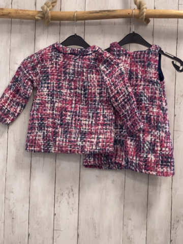 2tlg Kanz  Blazer  + Kleid  Gr. 86  weiß pink blau hellblau meliert Strick blaues Futter 