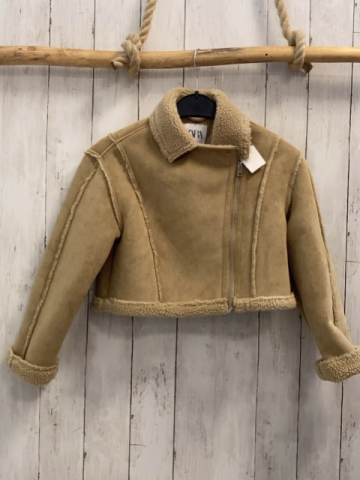 Zara  Jacke  Gr. 128  hellbraun Waschleder + Teddykragen + -futter 