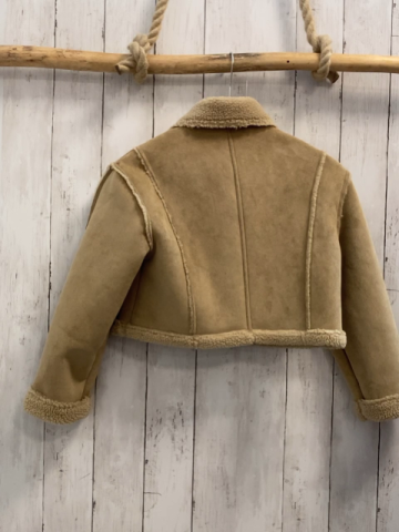 Zara  Jacke  Gr. 128  hellbraun Waschleder + Teddykragen + -futter 