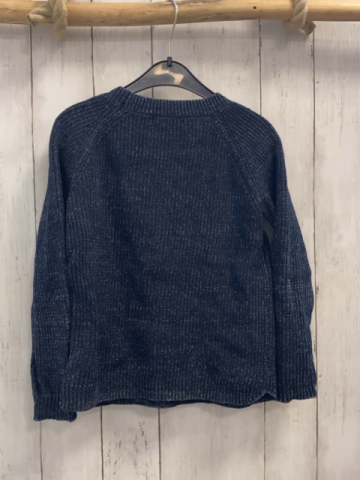 H&M  Pullover  Gr. 122/128  blau hellgrau meliert Strick Rippen 